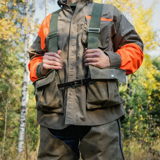 Wax Khaki Upland Game Vest on Model