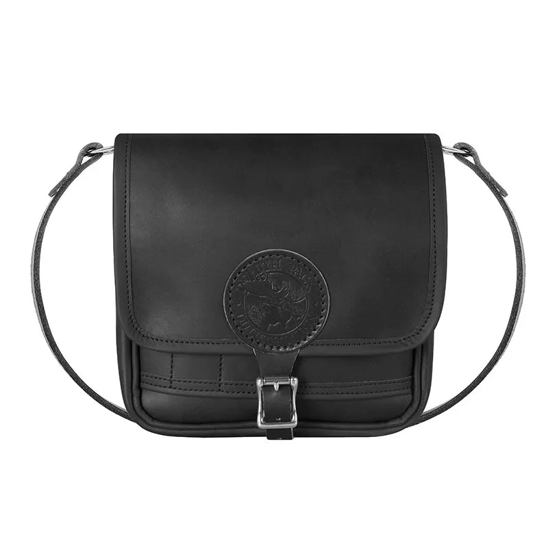 Leather Mini Haversack in black premium American cowhide leather by Duluth Pack, crafted for durable outdoor use and everyday rugged style.
