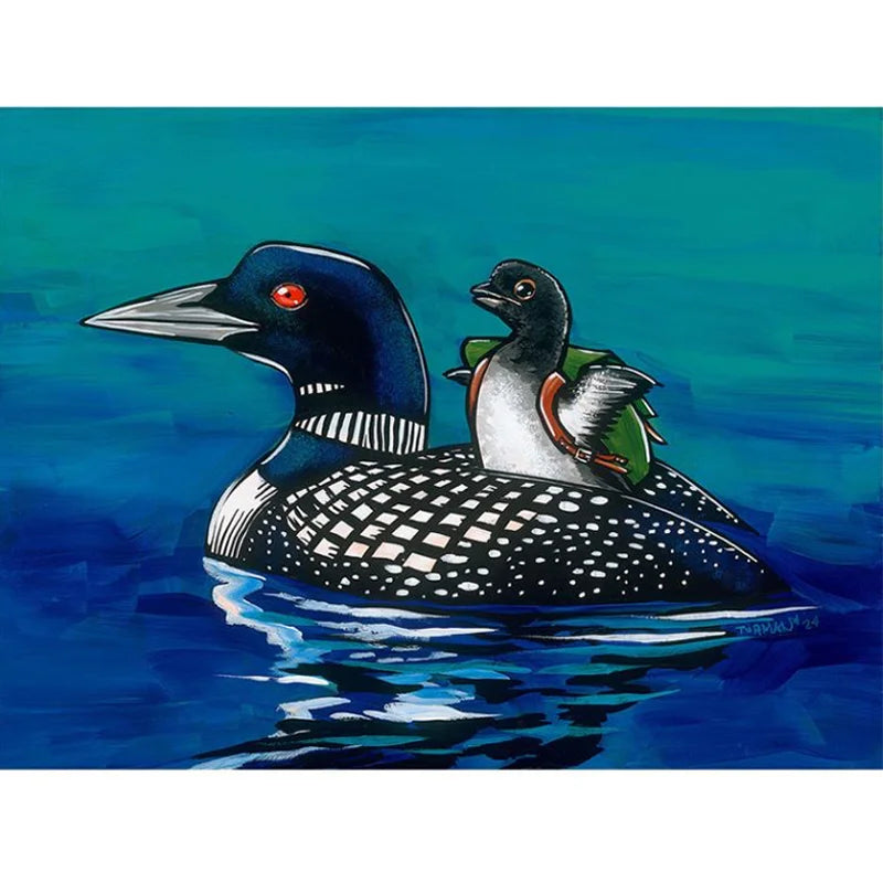 Adam Turman Mama Loon's Backpack Art Print with white background
