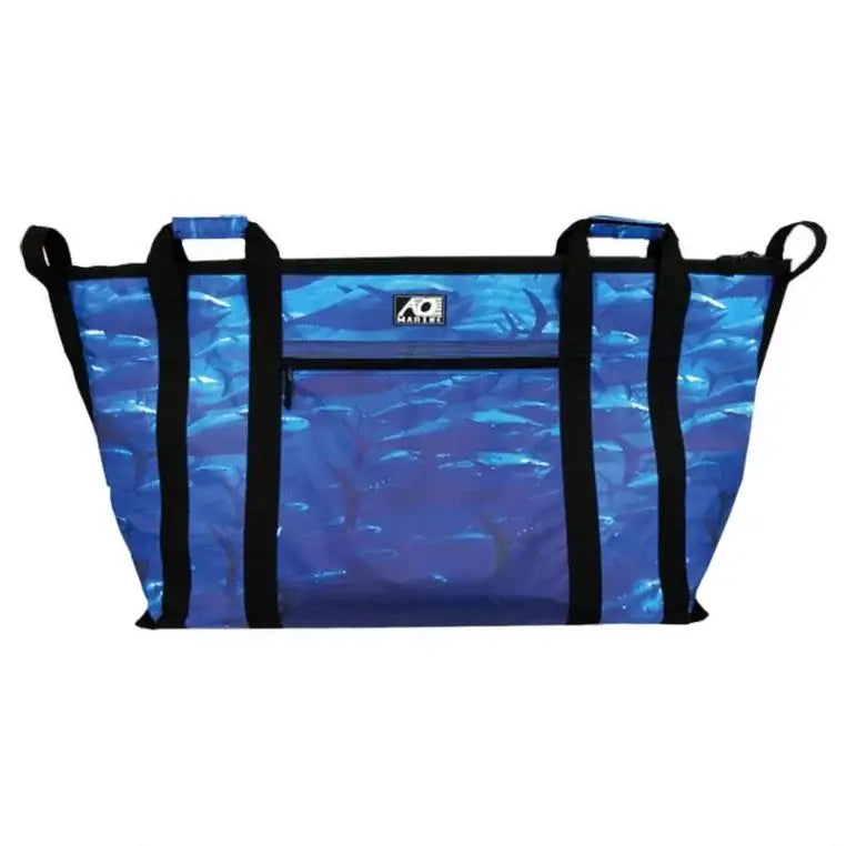 AO Coolers Insulated Fish Bag Cooler 4 Foot In Blue Pattern On White Background