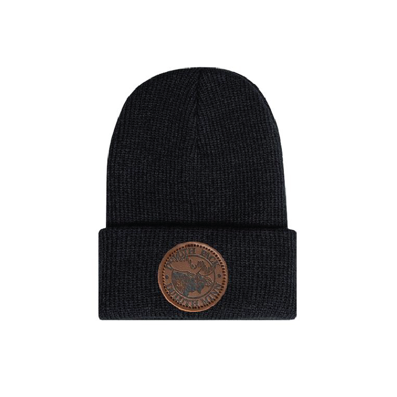 Black infant logo beanie on a white background