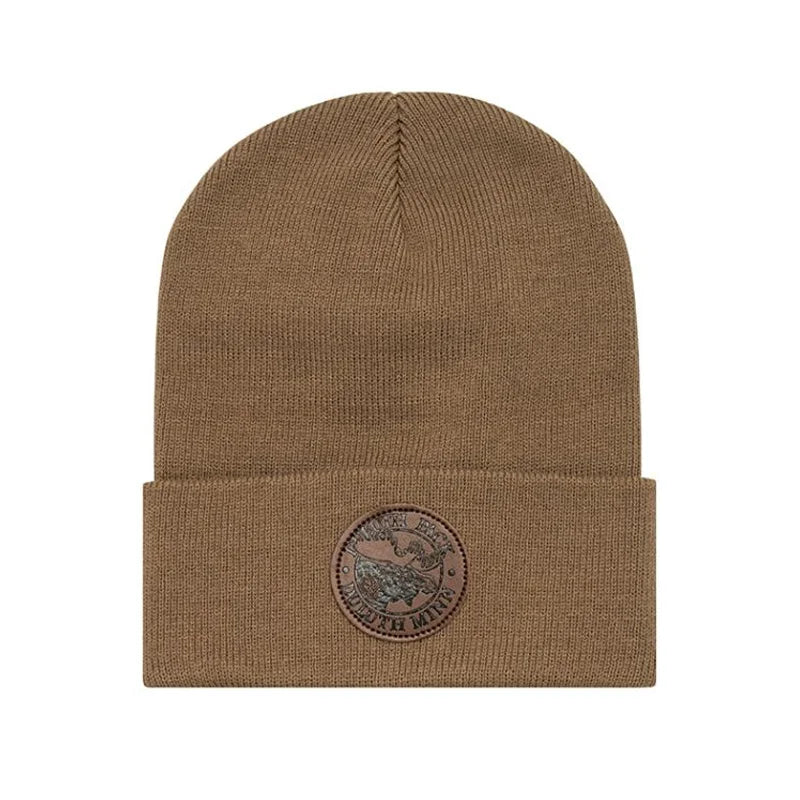 Duluth Pack Logo Beanie in Coyote Brown with a white background