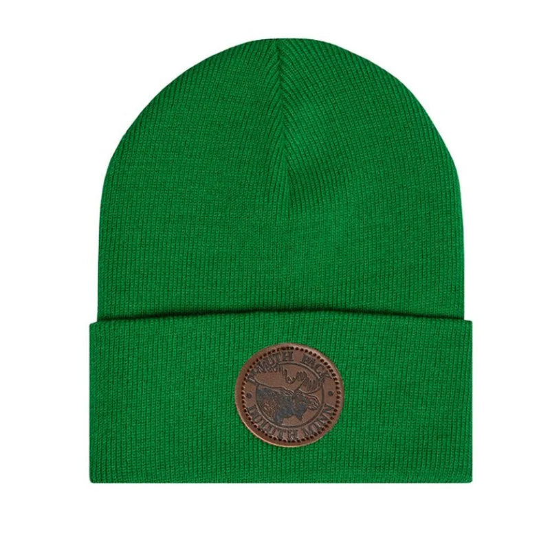 Duluth Pack Logo Beanie in Kelly green with a white background