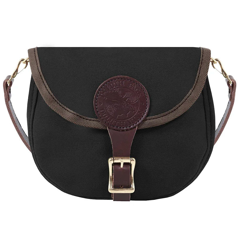 Small Shell Purse in black rugged canvas with adjustable premium leather strap, designed by Duluth Pack for durable outdoor use and everyday carry.