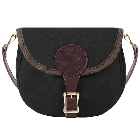 Small Shell Purse in black rugged canvas with adjustable premium leather strap, designed by Duluth Pack for durable outdoor use and everyday carry.