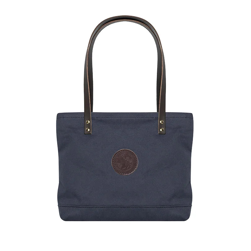 Lakewalk Tote in navy with leather riveted handles, featuring a durable canvas build and classic design perfect for everyday use by Duluth Pack.