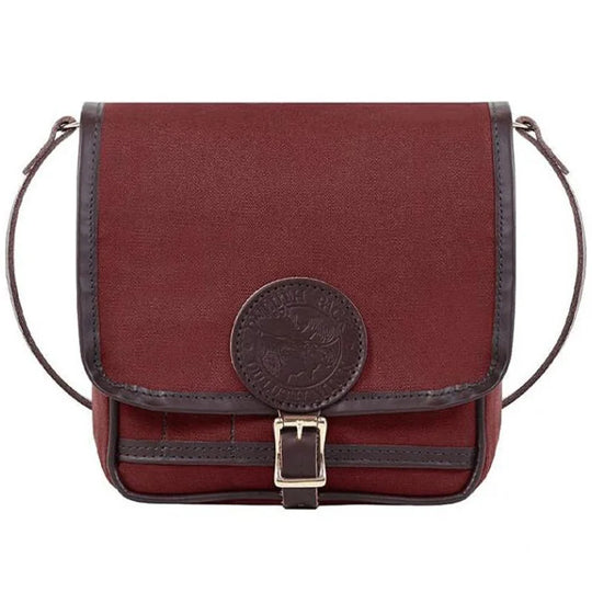 Mini Haversack Purse in burgundy canvas with premium leather accents and durable roller buckle, designed for everyday use and rugged outdoor durability.