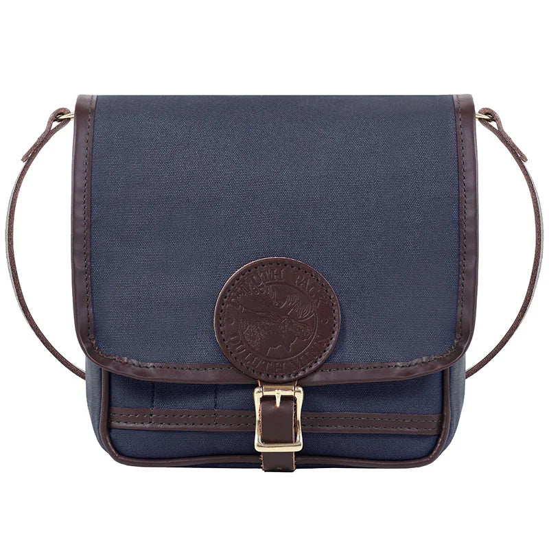 Mini Haversack Purse in navy with premium leather trim and antique brass buckle, designed for durable everyday use by Duluth Pack.