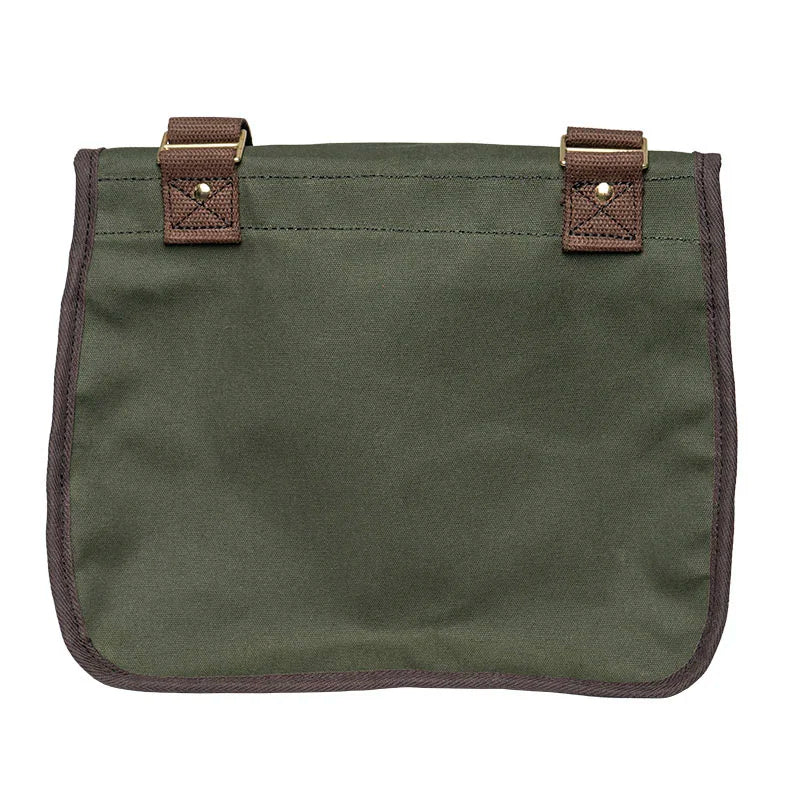 Field Satchel in rugged olive green 15-ounce canvas with durable leather accents, designed by Duluth Pack for reliable outdoor use