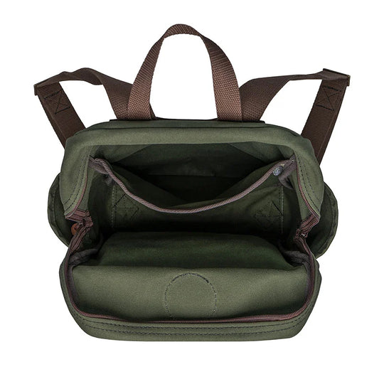 NEW Standard Backpack in Olive Drab with durable canvas construction, featuring an interior divider and spacious compartments for school or everyday outdoor use.