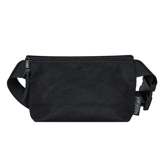 Mini Belt Bag in black canvas with adjustable strap, durable and crafted by Duluth Pack, designed for easy carrying of essentials during outdoor adventures.