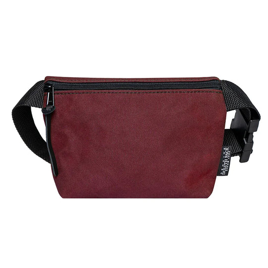 Mini Belt Bag in burgundy canvas with adjustable black strap, a durable outdoor accessory from Duluth Pack crafted for everyday essentials.