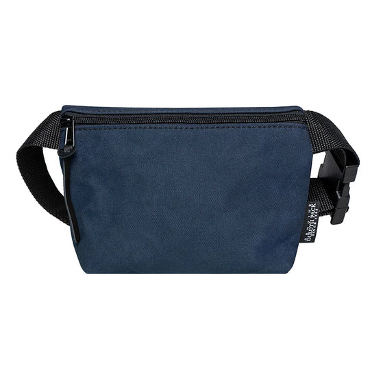 Mini Belt Bag in navy canvas with adjustable black strap, combining durable handmade craftsmanship and rugged outdoor style by Duluth Pack.