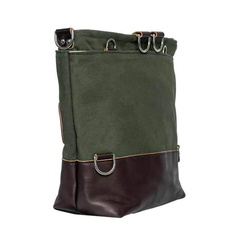 Convertible Jet-Setter Tote in Olive Drab Side Angle with D-Rings