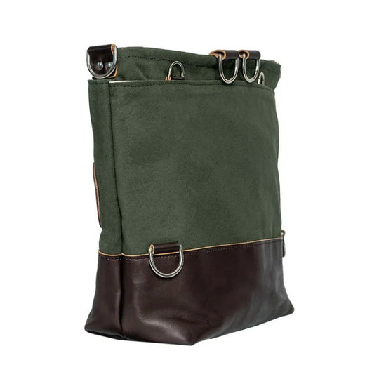 Convertible Jet-Setter Tote in Olive Drab Side Angle with D-Rings