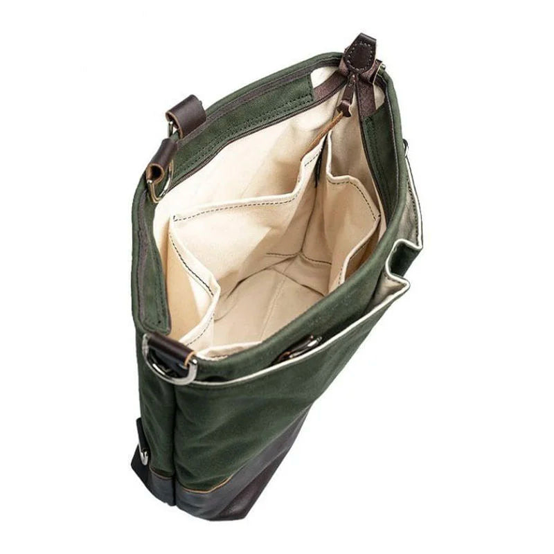 Convertible Jet-Setter Tote in Olive Drab Open Zipper
