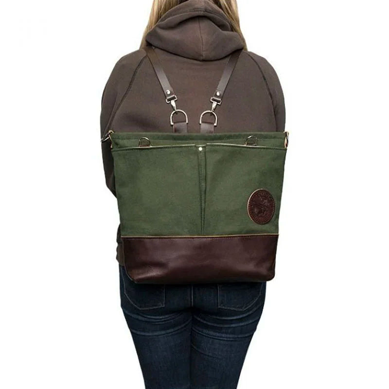 Convertible Jet-Setter Tote in Olive Drab on Model Back