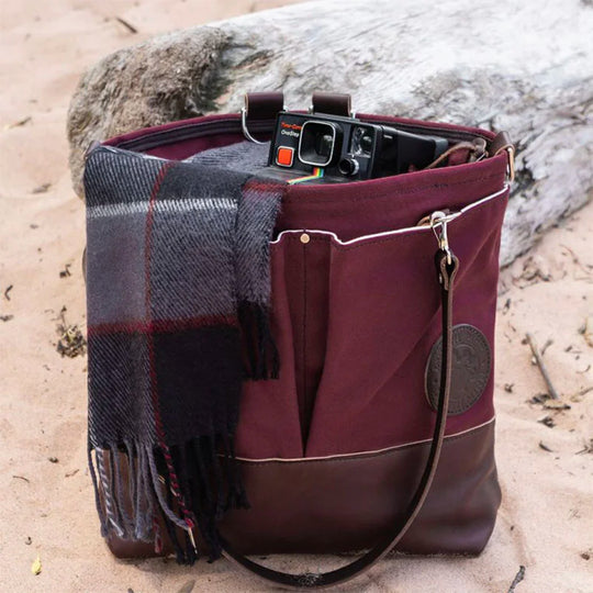 Convertible Jet-Setter Tote on beach with blanket and camera