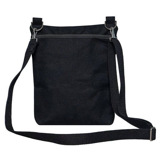 Superior Series Canvas Traverse Crossbody in black canvas with adjustable cotton web shoulder strap, designed by Duluth Pack for durable everyday and travel use.