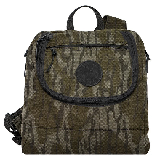 Blind Bag in Mossy Oak Bottomland Camo featuring rugged canvas construction, designed for durable outdoor use and functional hunting gear carrying.