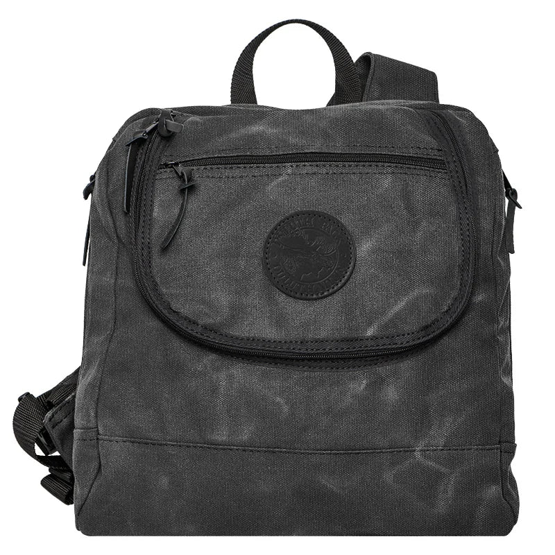 Blind Bag in waxed grey canvas with rugged construction and functional pockets, designed for durable outdoor use and quick access gear organization.