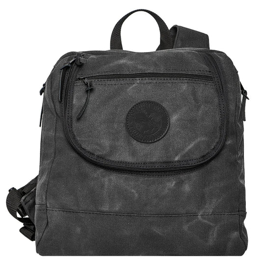Blind Bag in waxed grey canvas with rugged construction and functional pockets, designed for durable outdoor use and quick access gear organization.