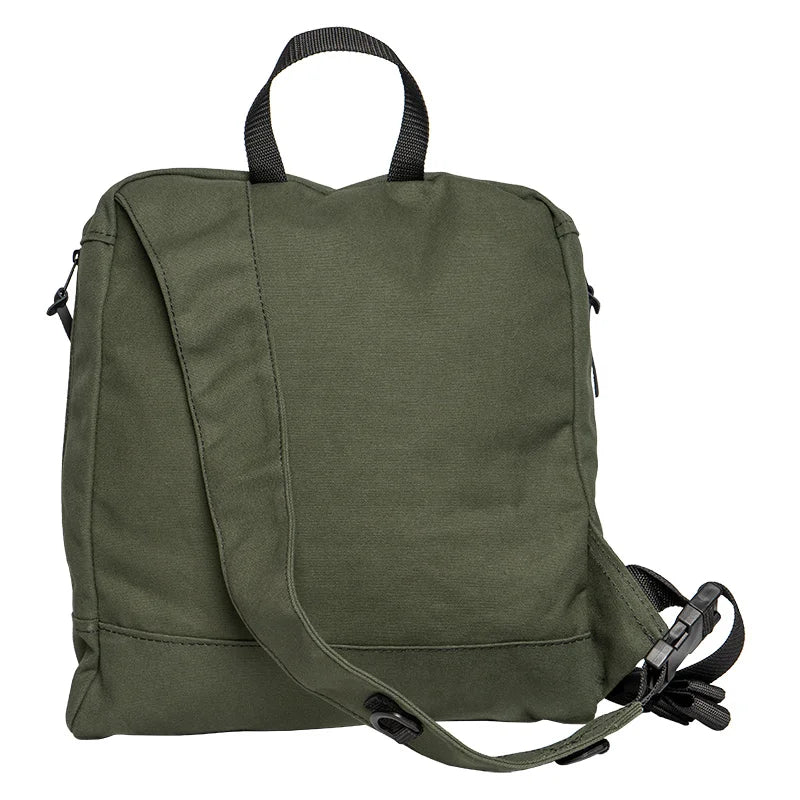 Blind Bag in Olive Drab rugged canvas with adjustable strap, designed for durable outdoor use and hunting by Duluth Pack.