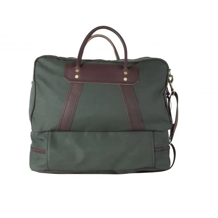The Boot Duffel In Olive Drab Green As Seen From The Back On A White Background