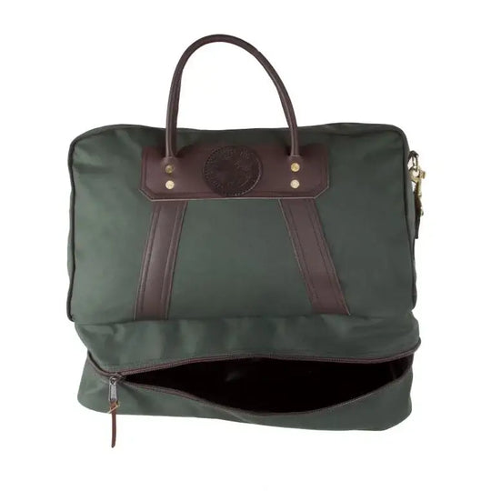The Boot Duffel In Olive Drab Green Showing The Full-Zip Water Proof Boot Pocket Open On A White Background