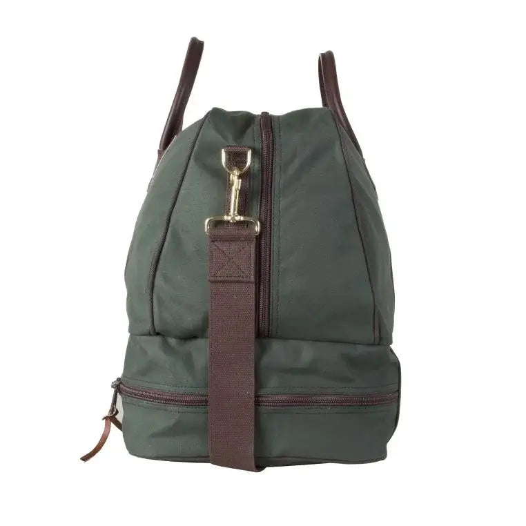 The Boot Duffel In Olive Drab Green As Seen From The Side On A White Background
