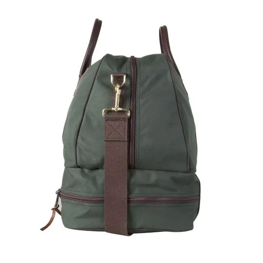 The Boot Duffel In Olive Drab Green As Seen From The Side On A White Background
