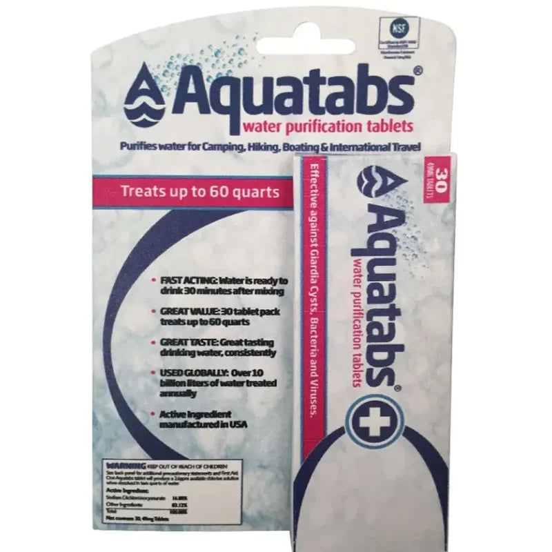 AquaTabs Water Purification Tablets with a white background