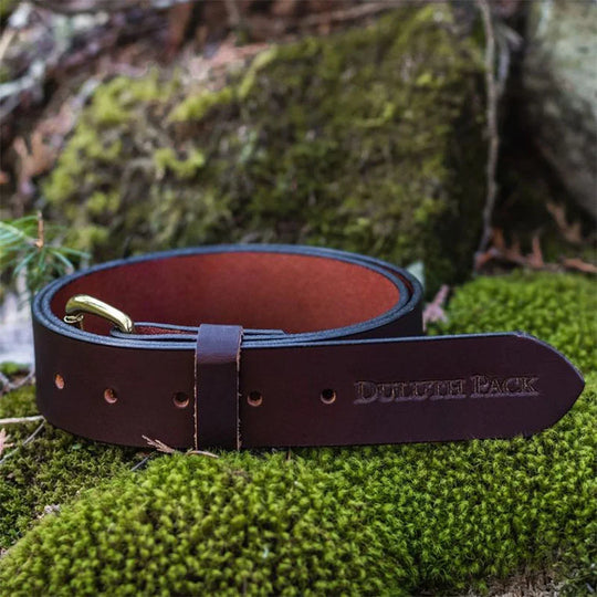 Brown Leather Belt on Moss