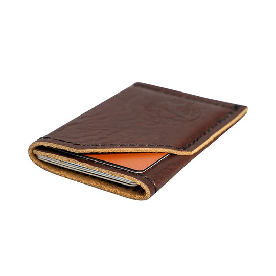 Bison Leather Card Sleeve on Side with cards