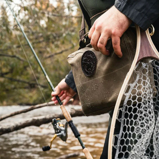 Mini Tackle Box with Man Reaching for Fishing Rod
