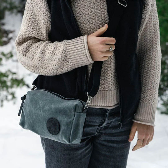 Riverwalk Purse on Model in Winter
