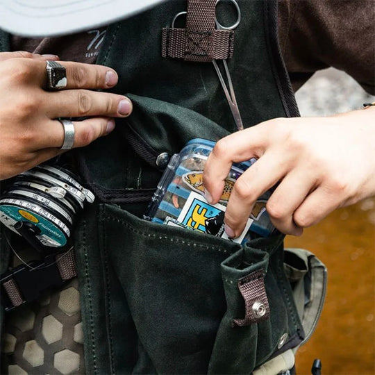 Fly Vest on a model with pocket