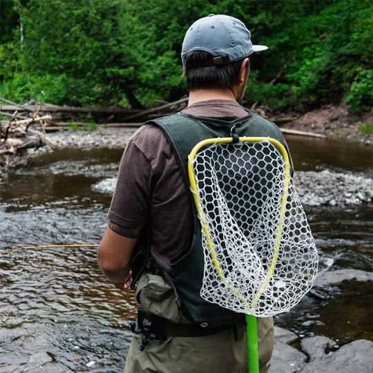 Fly Vest on a model with net