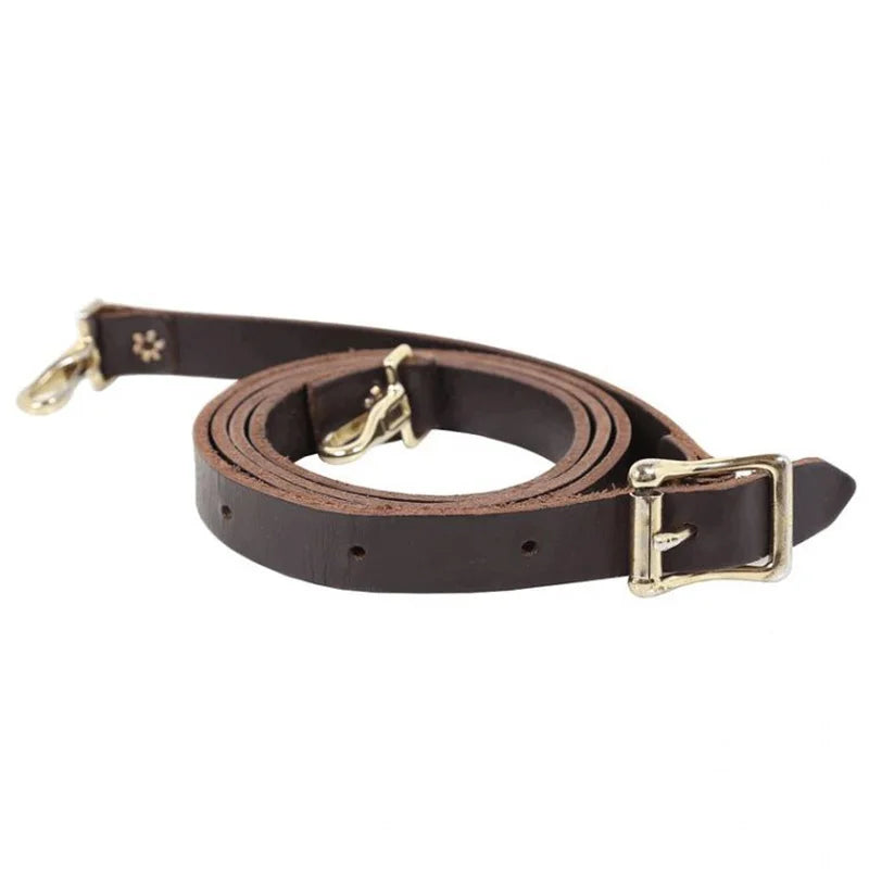 Detachable Brown Leather Strap with Brass Hardware