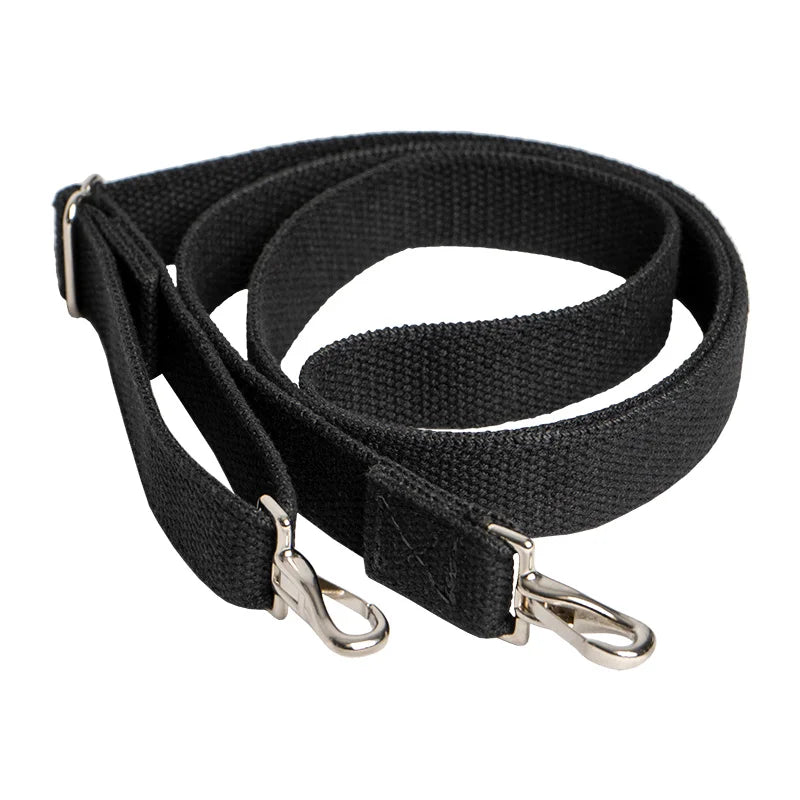 1" Cotton Web Shoulder Strap in black with metal clasps, crafted by Duluth Pack for durable, versatile outdoor gear and bag use.