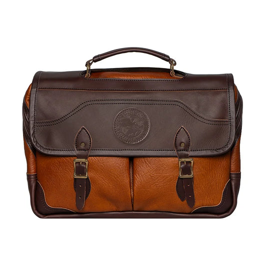Bison Leather Entrepreneur Briefcase Brown Trim