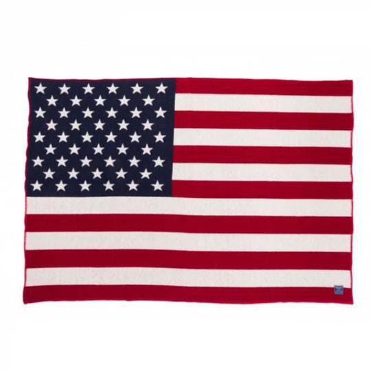 Faribault Frontier Blanket American Flag Pattern with a white background