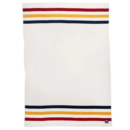 Faribault Frontier Blanket in color Bone with a white background
