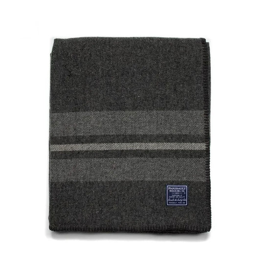 Faribault Cabin Blanket in Charcoal with a white background