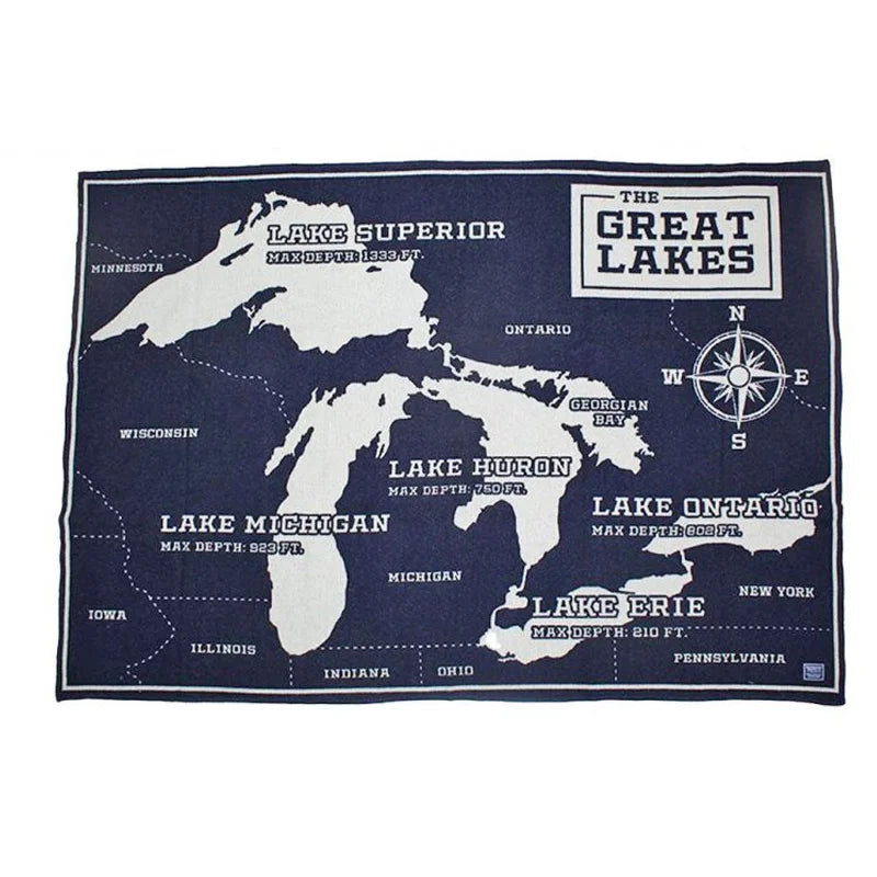 Faribault Wool Throw Blanket in the Lake style with a white background
