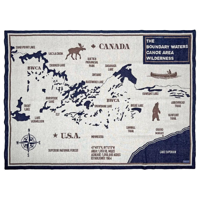 Faribault Wool Throw Blanket in the map style with a white background