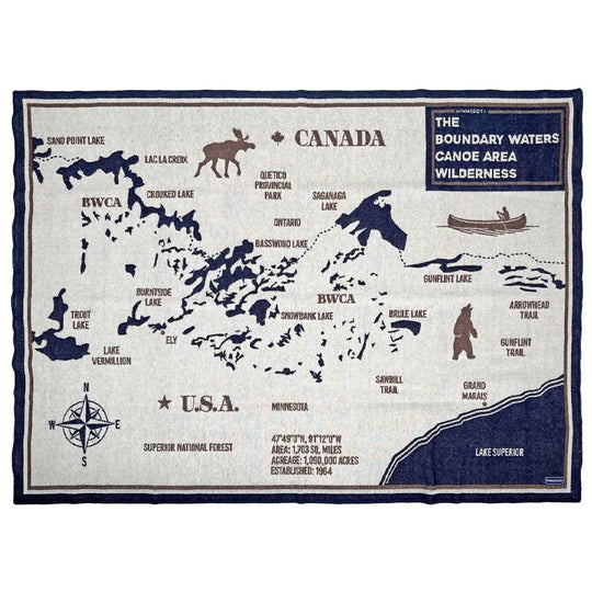 Faribault Wool Throw Blanket in the map style with a white background