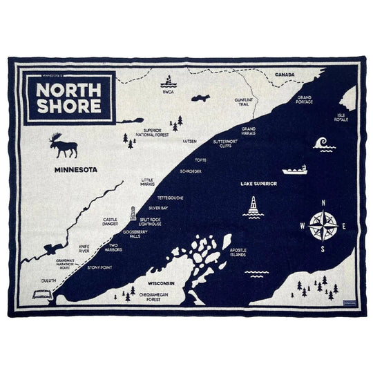 Faribault Wool Throw Blanket in the North style with a white background