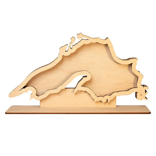 Decorative Lake Superior Agate Rock Display (Large Size &amp; Empty) with wooden frame on a white background