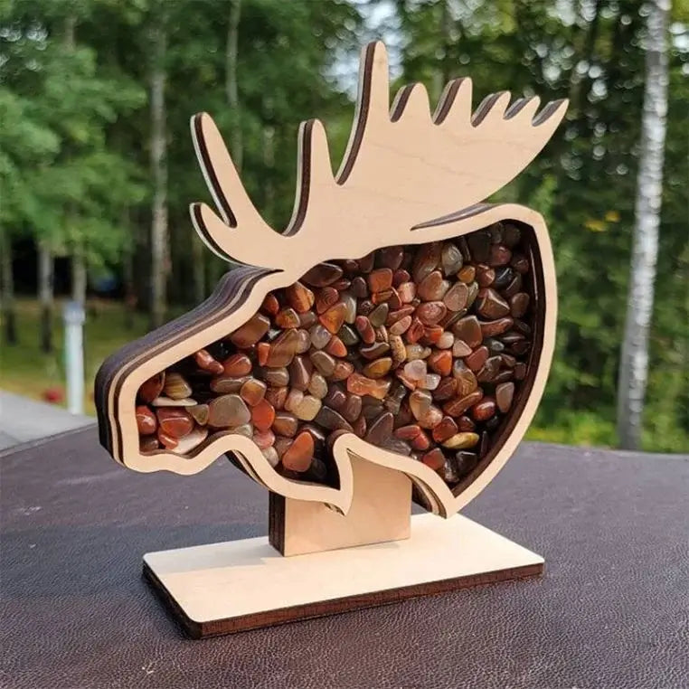 Fitz Craft Creations Moose Agate Display Box - Full Of Rocks With An Outdoors Background